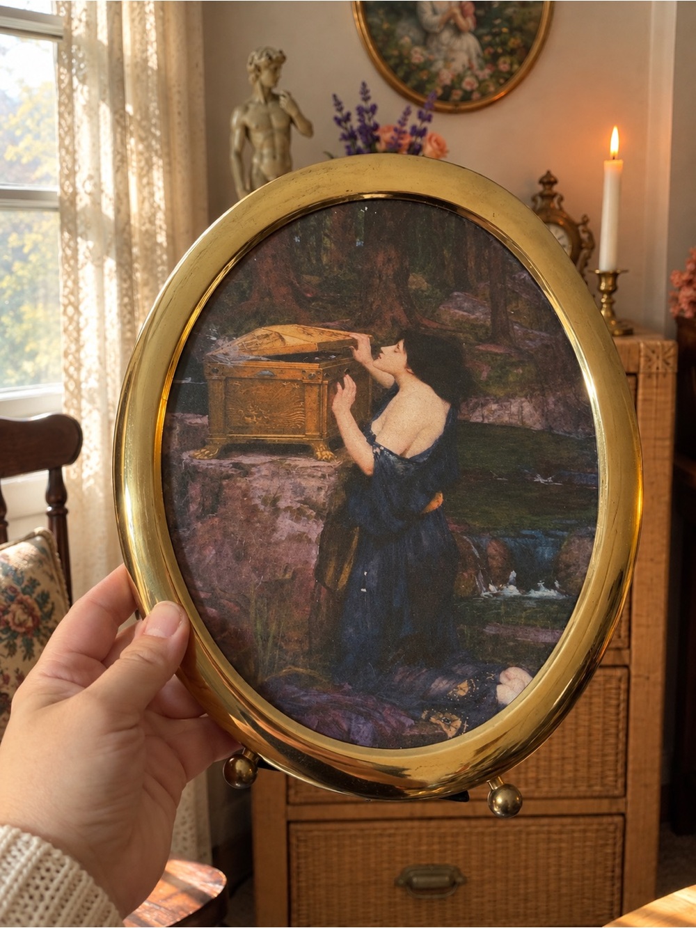 Waterhouse “Psyche Opening the Golden Box”(1903) in Solid Brass Frame
